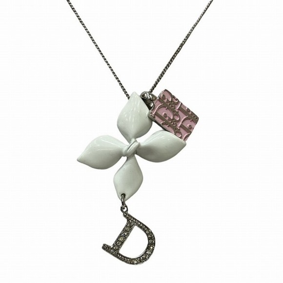 Dior Jewelry - CHRISTIAN DIOR Dior Trotter Flower Motif Logo Brand Accessory Necklace Ladies